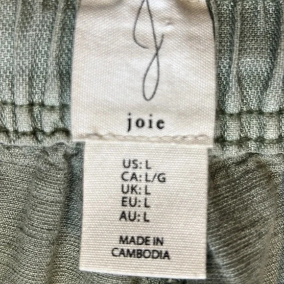 JOIE Green Linen Lyocell Wide Leg Crop Pants Drawstring Elastic Waist L Coastal - Picture 7 of 8